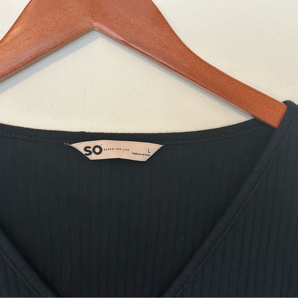 SO Sonoma Goods For Life Long Sleeve Cropped Wrap Top Black Women Juniors Size L - Picture 3 of 7